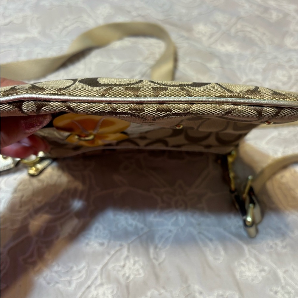 Coach Tan and Yellow Floral Crossbody Bag - Picture 8 of 16